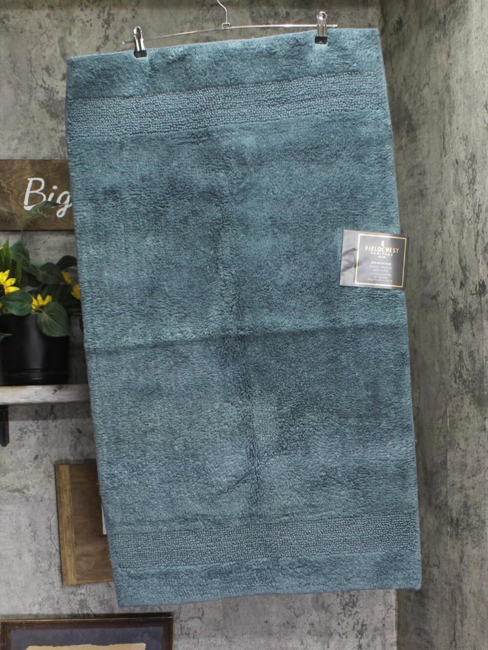 NWT Fieldcrest Spa Bath Rug Plush Mat Rectangle Mineral Blue 24x40